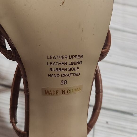 Sol Sana Judith Leather Mule Block Heel in Tan Croc Size 8 - Picture 7 of 10